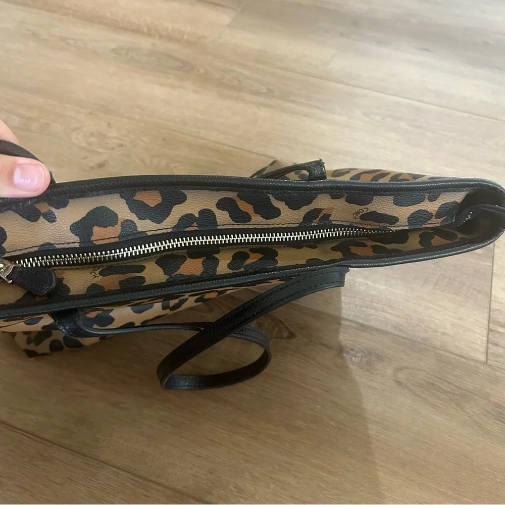 Coach Brown and Black Leopard Tote - Picture 9 of 13